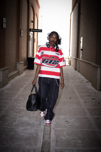 6ix Boxy Polo Tee- Red